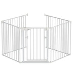 Bonnlo 120-Inch Wide Metal Baby Safety Fence/Play Yard Adjustable Fireplace Hearth BBQ Fire Gate Christmas Tree Gate 5-Panel Playpen for Toddler/Pet/Puppy/Cat/Dog, 25.39"W x 29.3" H Each Panel, White