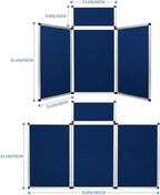 Nisorpa Trade Show Presentation Board, Aluminum Trifold Poster Board 70.8 x 35.4 Inch Display Board with Storage Bag, 3+1 Table Top Folding Panel - Blue