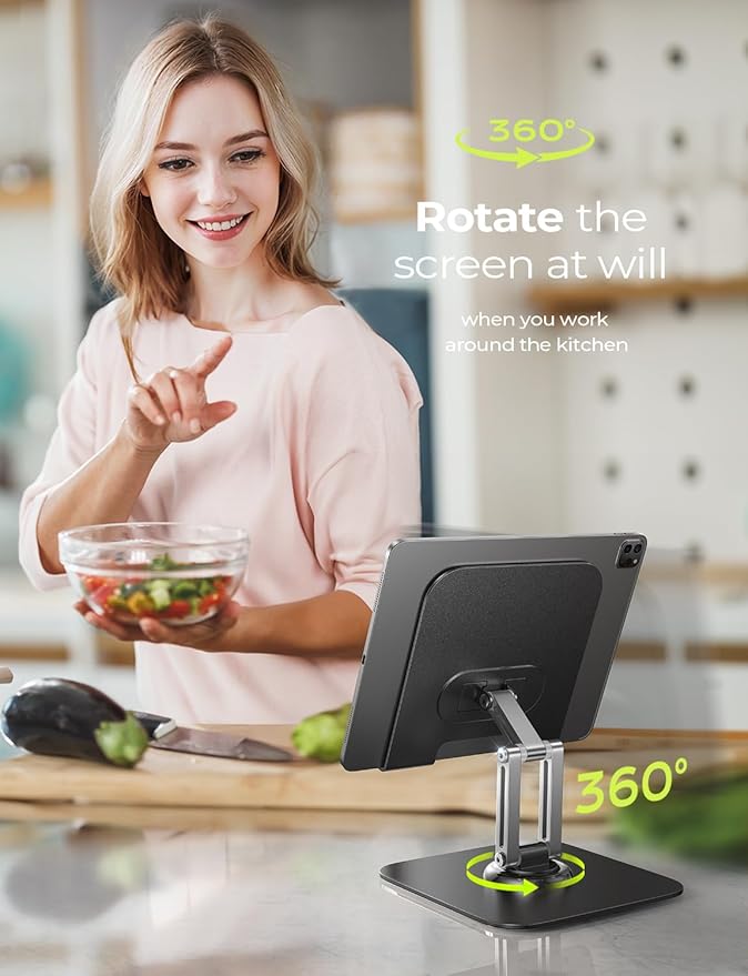 LISEN for iPad Stand Holder Adjustable Tablet Stand for Desk, 2026 for iPad Accessories Rotating Display Stand PC Office Accessories for Desk Women Kindle Table Mount/PS/Switch iPhone 12.9"-4.7"