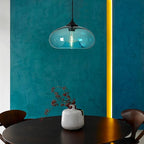 Industrial Shape of Onion Vintage Chandelier E27 Pendant Light Ceiling Lamp Colorful Glass Cage (Light Blue)