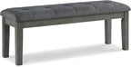 Signature Design by Ashley Hallanden Rustic Tufted Upholstered Dining Room Bench, Gray