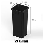23 Gallon Black Square Commercial Trash Garbage Can | Outdoor Office Restaurant School Kitchen