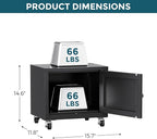 Small Printer Stand with Storage, Home Office Printer Table for Small Spaces, Under-Desk 3D Printer Stand with Wheels, for Office Copier and Fax Machine, Black