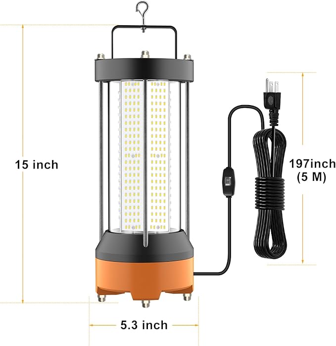 300W Temporary LED Work Light 43000Lm 5000K Daylight White Temporary Construction Lighting IPX8 Waterproof with Temp Lighting High-Brightness Job Site Lighting