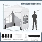 Tangkula 6.5x6.5 FT Pop Up Canopy, UPF50+ Outdoor Canopy Tent with 2 Removable Sidewalls, 2 Zippered Doors, Heavy-Duty Carbon Steel Frame, Wheeled Bag, 4 Sandbags, 8 Stakes, 4 Wind Ropes (White)