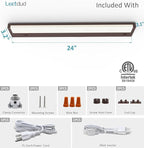 LED Under Cabinet Lighting Hardwired or Plug in, 24 Inch 12W, Dimmable 5 Color 2700K/3000K/3500K/4000K/5000K, Linkable Eyes Care Design Counter Lights for Kitchen, Sink, ETL Listed, Bronze