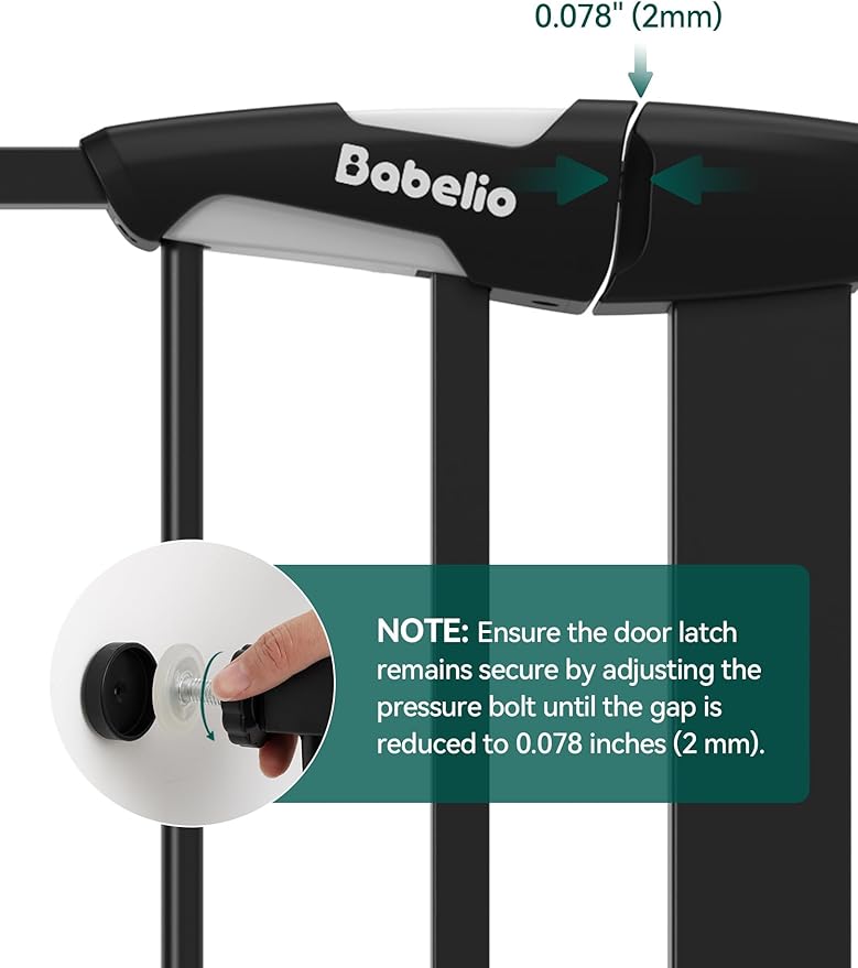 Babelio 36.5-57" Extra Wide Baby Gate with Cat Door,Auto Close&Two Way Swing,Pressure Mounted Dog Gates for Stairs,Doorways,Includes 4 Wall Cups and 3 Extension Pieces,Black