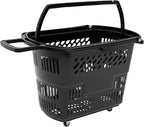 6PCS Plastic Shopping Basket with Handles & Wheels, 35L Rolling Shopping Carts, Grocery Basket with 4 Wheels and Handle, Portable Shopping Basket for Retail Stores, Supermarkets (6PCS - Black)