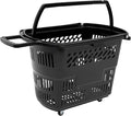 Rolling Shopping Baskets, Trolley Rolling Plastic Basket with 4 Wheels Large Storage Capacity Good Stability Handles Folded and Grid Design 6Pcs Freestanding Shopping Basket Set for Supermarkets Etc