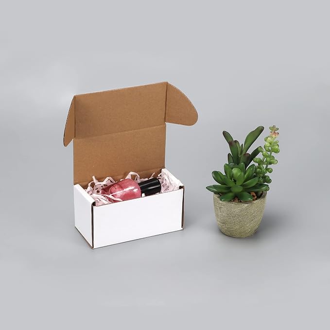 HORLIMER Shipping Boxes Set of 50, Small Corrugated Cardboard Box Literature Mailer, (White, 4.6" x 2.2" x 2.2")