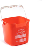 Matthew Detergent And Sanitizing Cleaning Bucket 6 Quart Plastic Pail,Set of 6 Square Containers,Built-In Spout w/Handle,Wash Rinse Sanitize Handwash Bucket for Home Office Commercial Restaurant (Red)
