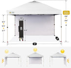 CROWN SHADES 12x12 Pop Up Canopy Tent Instant Commercial with 150D Silver Coated Fabric Including 1 Removable Sidewall, 4 Ropes, 8 Stakes, Weight Bags, STO 'N Go Bag, White