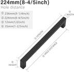 Cabinet Pulls Matte Black Cabinet Handles Square Drawer Pulls, 20 Pack 8-4/5 Inch Stainless Steel Kitchen Door Cupboard Cabinet Handles, Drawer Hardware Handles, 224mm Hole Centers