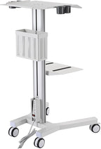 AW Medical Mobile Laptop Cart Rolling PC Stand Ultrasound Imaging Cart Computer Workstation on Wheels with Handle 220 Lbs Capacity CPU Printer Power Strip Holder for Dentistry Clinic Lap Hospital
