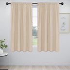 Easy-Going Rod Pocket Blackout Curtains for Bedroom, Room Darkening Window Curtains for Living Room, Thermal Insulated Noise Reduction Solid Window Drapes, 2 Panels(42x63 in, Beige)