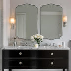 ANDY STAR Chrome Bathroom Mirror, 24x40 Inch Polished Silver Scalloped Mirror, Bathroom Mirror for Over Sink in Rust-Proof Stainless Steel 1" Frame, Unique Designer Mirror, Wave Inspired Style