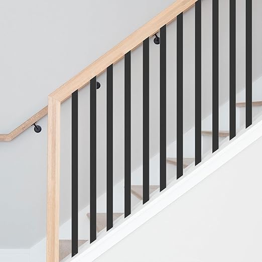 100 Pack Deck Balusters with End Caps&Screws- Upgraded 26'' Rectangle Metal Railing Spindles Kit for Decks,Hollow Flat Deck Balusters for Deck Railing Porch