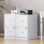 2 Drawer File Cabinet with Lock, Metal Filing Cabinets for Home Office, Vertical White Small Caninet for Home Office, Steel Narrow Two Drawer File Cabnet for Letter/File Box- Assembly Required
