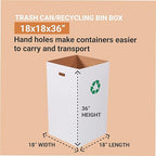 BOX USA 50 Gallon 18" L x 18" W x 36" H 10-Pack Cardboard Trash Cans and Recycling Bins, Reusable or Disposable Pop Up Garbage Boxes for Parties, Outdoor Events, Heavy Duty, Recycle
