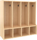TONGMO Kid's Coat Locker with Bench - 4-Section Toddler-Sized Natural Kids Furniture for Organized Storage (4-Section)