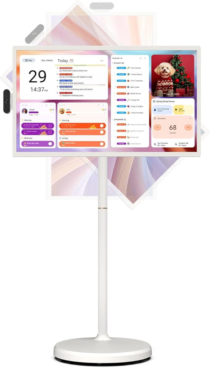 ApoloSign 32 inch FHD Smart Portable TV Gen2, 16G +128G Storage, Android 15 OS, 15000mAh, Rolling TV on Wheels with Rotatable Touch Screen, Built-in Battery, Full Swivel Rotation, Voice Remote