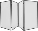 DJ Foldable Facade DJ Facade Table Station Portable Event Booth with 4 Detachable Panels Black+White Metal Frame Projector Display Scrim Panel with Carry Bag-28x47inch