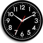 Wall Clock Black Battery Operated 10 Inch Simpel Silent Non Ticking Analog Decorative for Kitchen Bathroom Bedroom Office Living Room School Classroom(Black)