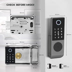 smart latch double gate lock, electronic gate latch for outdoor fence, waterproof keyless smart rim lock, electric double sided keypad locks, Fingerprint, Passcode, Key, IC Card, Tuya App