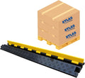 Kable Kontrol Atlas Heavy Duty Cable Protector Ramp - 1 Channel Bulk Wholesale Pallet - 10 Pcs - 39" Long Black & Yellow - 24,000 Lbs Capacity - Rubber Speed Bump Wire Protector Cord Cover - CP9896
