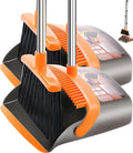 2-Pack is More economical，Upgraded Upright Broom and Dustpan Combo with 52" Long Handle, Dustpan Teeth with self-Cleaning Function, Indoor and Outdoor Sweeping, Perfect for Home Office.