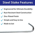 Steel Tent Stakes Heavy Duty Ground Stake, Metal Stakes to Anchor Commercial Inflatables, Outdoor Camping Canopy, Fence, Garden Tent Accessories, 5/8" Diameter x 18" Length, 4 Pack