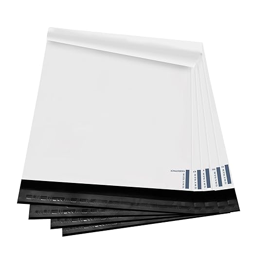 KKBESTPACK Poly Mailers Shipping Envelope Self Sealing Bags (12x15.5 100pc) (PM100), White
