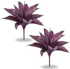 Artificial Flowers for Outdoors Artificial Agave Fake Plants Faux Agave Artificial Plants Outdoor Fake Flowers Outdoor Faux Plants Indoor Uv Resistant Artificial Plants 12In(Purple，2pcs)