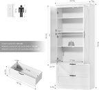 HOSTACK 70" Tall Kitchen Pantry Storage, Barn Doors Pantry Cabinet with Drawers and Adjustable Shelf, Modern Farmhouse Storage Cabinet for Kitchen, Dining Room, Living Room, Bathroom, White