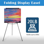 Falling in Art Aluminum Flip Chart Display Easel Stand with Adjustable Floor for Boardroom, Whiteboard, Paper Pads, Signage, 63 1/2'' High, Black 4 PACK