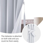 JIUZHEN Short Blackout Curtains for Small Window - Cafe Room Darkening Privacy Energy Saving Window Curtains Tiers for Bathroom,Kitchen, W 42 x L 30, Set of 2 Panels with Tiebacks, Greyish White