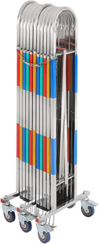 Expandable Metal Barricade, Safety Barrier with Casters 1.1x5M Portable Mobile Gate Stainless Steel Fence for Garage Construction Site Traffic Control (Colorful)