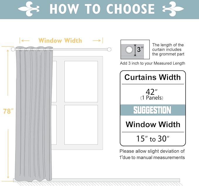 ChrisDowa Blackout Curtains 78 inches Long for Bedroom - Grommet Thermal Insulated Room Darkening Curtains for Living Room (1 Panel, Greyish White, 42 x 78 Inch)