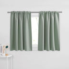 PONY DANCE Sage Green Short Window Curtain Panels 30 inch Long - Rod Pocket Room Darkening Drapes for Dorm Storage Door Kitchen Basement Farmhouse Decor, W 42 x L 30 inches, 2 Panels