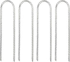 12" Trampoline Stake Anchors high Wind u Stakes for Ground Anchor Heavy Duty Stakes Trampoline Anchors Accessories (Silver-4PCS)
