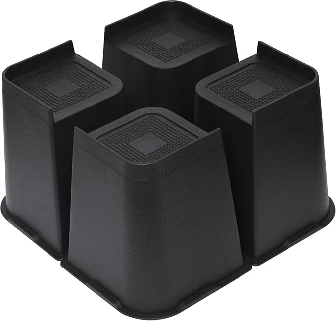 Bed Risers 2 inch, 3 inch, 4 inch, 6 inch or 8 inch Heavy Duty Furniture Risers, Up to 6000 Lbs L Shaped Design Bed Lifts Blocks for Couch Desk Sofa Table (Black, 8 Inch 4 Pack)