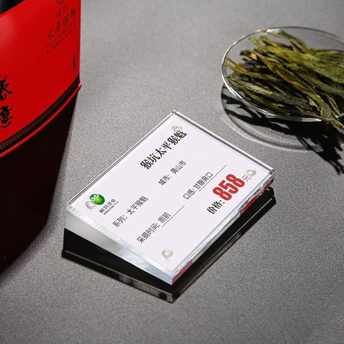 Acrylic Label Holder Price Tag Displays Sign Holder Data Card Holder Table Top Sign Stand (90*55mm/3.54x2.17 inches)