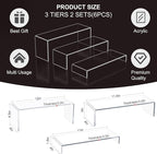 Acrylic Display Riser Stand,6Pcs 12'' Length Tier Display Stands, Thickened to 0.2''(5mm) Acrylic Shelf Risers for Perfume Display,Risers for Buffet Table,Cupcake Stand,Pop Figurines,Tumbler,Food