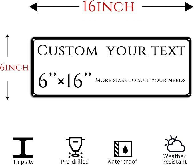 custom street sign,Custom Sign, Aluminum Weatherproof Metal Sign Multiple Sizes,indoor， Customize for Doorplates, nameplates, Business, Workplace, office, Home, Delivery Signs(6 * 16 Inch)