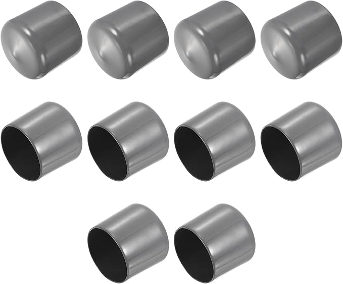 uxcell 10pcs Rubber End Caps 51mm ID Vinyl Round End Cap Cover Screw Thread Protectors Dark Grey