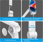 BEWISER Tablet Stand Holder Desk Mount,360°Rotating Flexibly, Angle Adjustable Long Arm, Folding Aluminium Alloy Compatible with4.7-13" Phone or Tablet in Kitchen/Office(White)