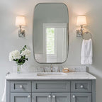 ANDY STAR Brushed Nickel Mirror, 30x48’’ Brushed Nickel Bathroom Oval Mirror with Stainless Steel Metal Frame, Silver Oblong Mirrors Wall Mounted for Bedroom, Living Room Decor
