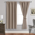 JIUZHEN Blackout Curtains for Bedroom– Thermal Insulated,Noise Reducing Room Darkening Rod Pocket Curtains for Living Room, Set of 2 Panels with Tiebacks, 42 x 63 inch Long, Camel