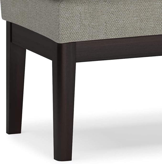 SIMPLIHOME Carlson Ottoman Bench - 45 inch Wide Upholstered Vegan Leather Rectangle Ottoman in Greige, Mid Century Modern Bench for Bedroom, Entryway or Living Room with Padded Seat