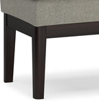 SIMPLIHOME Carlson Ottoman Bench - 45 inch Wide Upholstered Vegan Leather Rectangle Ottoman in Greige, Mid Century Modern Bench for Bedroom, Entryway or Living Room with Padded Seat